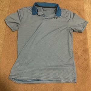 Under Armour Men's Polo with Blue and White Stripes